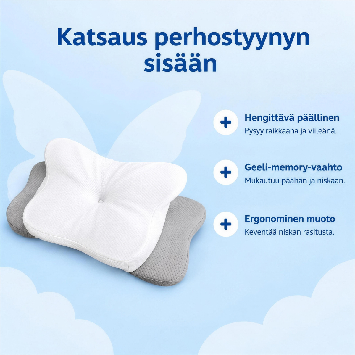 Zajrzenie do wnętrza Schmetterlingskissen – oddychający pokrowiec, żelowa pianka z pamięcią kształtu, wyprofilowany kształt